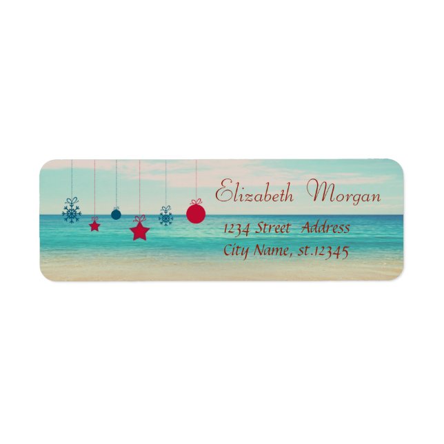 Etiqueta Tropical,Adornos de Navidad,Playa (Frente)
