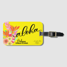Etiqueta tropical amarilla Aloha - Malama Honua Oh
