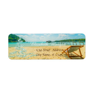 Etiqueta Tropical, Árbol de Navidad, Silla de Playa Vacacio
