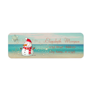 Etiqueta Tropical, Beach, Snowman, Snowflakes