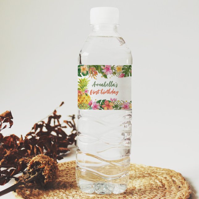 Etiqueta tropical de la botella de agua de cumplea (Subido por el creador)