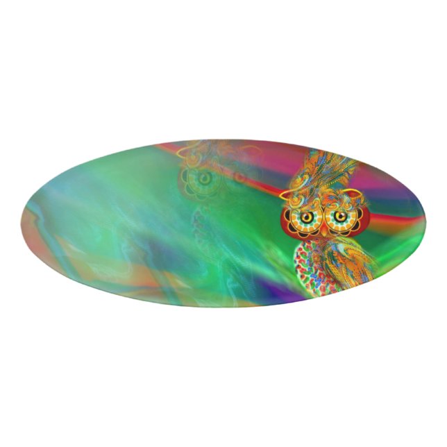 Etiqueta tropical del nombre del búho de la reina (Anverso)