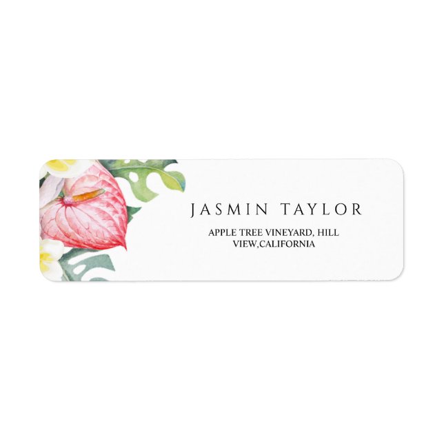 Etiqueta Tropical Floral Botanical Summer Wedding  (Frente)