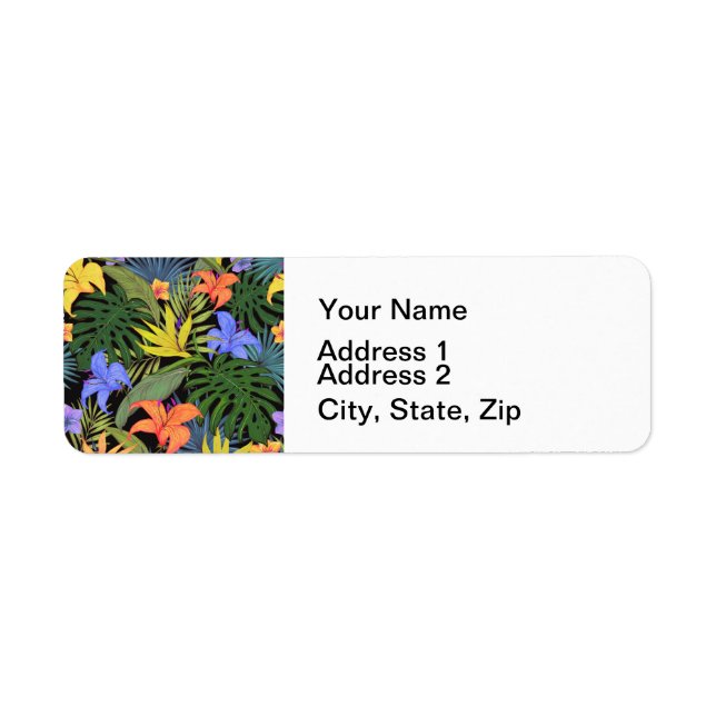 Etiqueta Tropical Hawaii Aloha Flower Graphic (Frente)