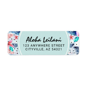 Etiqueta Tropical Hawaiian Hibiscus & Palm Return Address
