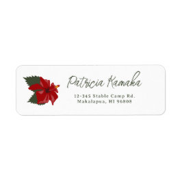 Etiqueta  Tropical Hawaiian Red Hibiscus Flower Custom