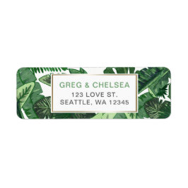 Etiqueta tropical leaves gold  greenery botanical wedding