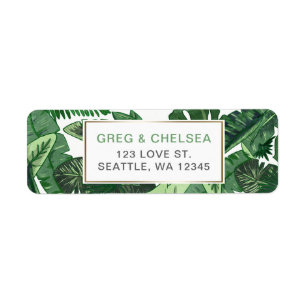 Etiqueta tropical leaves gold  greenery botanical wedding
