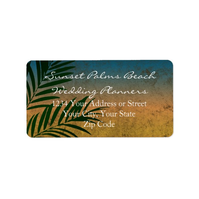 Etiqueta Tropical Sunset Palm Fronds (Frente)
