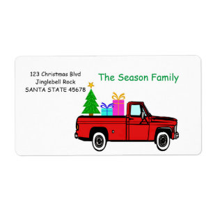 Etiqueta Truck and tree Christmas label