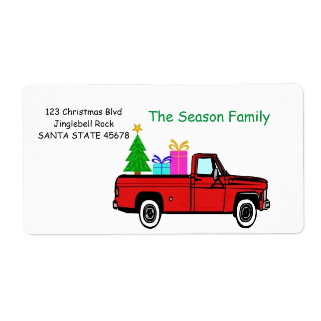 Etiqueta Truck and tree Christmas label (Frente)