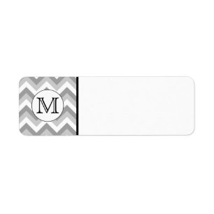 Etiqueta Tu carta. Monograma del patrón zigzag gris.