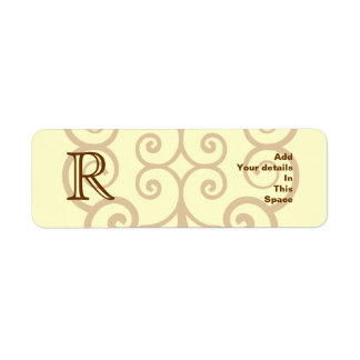 Etiqueta Tu carta. Monograma personalizado Brown. Viejo Mod