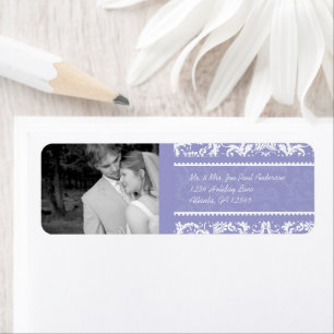 Etiqueta Tu Foto Boda Vintage Lila Damask