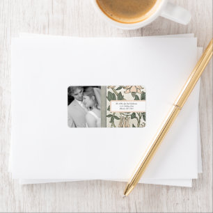 Etiqueta Tu foto boda vintage plata peonía & verde