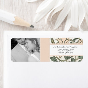 Etiqueta Tu foto boda vintage plata peonía & verde