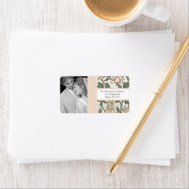 Etiqueta Tu foto boda vintage plata peonía & verde