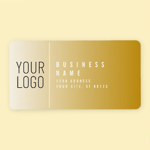 Etiqueta Tu Logo Aquí Moderno Dorado y Blanco Dirección de 