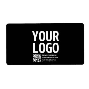 Etiqueta Tu logotipo con código QR editable y texto