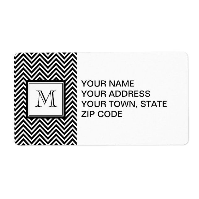 ETIQUETA TU MONOGRAMA, CHEVRON NEGRO (Frente)