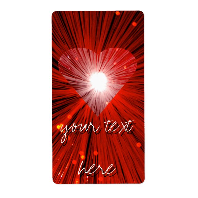 Etiqueta 'Tu texto' de corazón rojo (Frente)