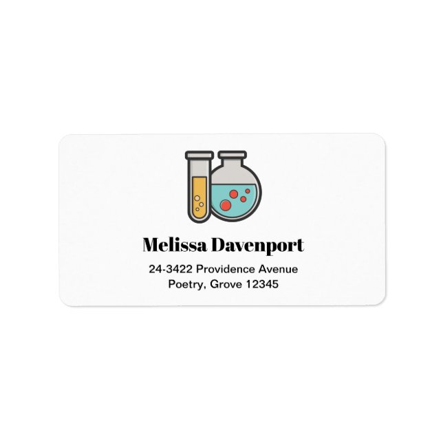 Etiqueta Tubo de prueba de química y dirección del vaso (Frente)