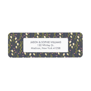 Etiqueta Tulipán blanco elegante floral