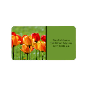 Etiqueta Tulipanes amarillos y rojos