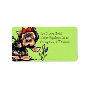 Etiqueta Tulipanes de Yorkie n verdes olivas