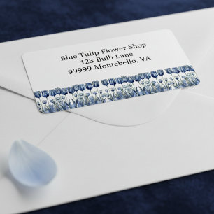 Etiqueta Tulipanes en el personalizable azul Delft