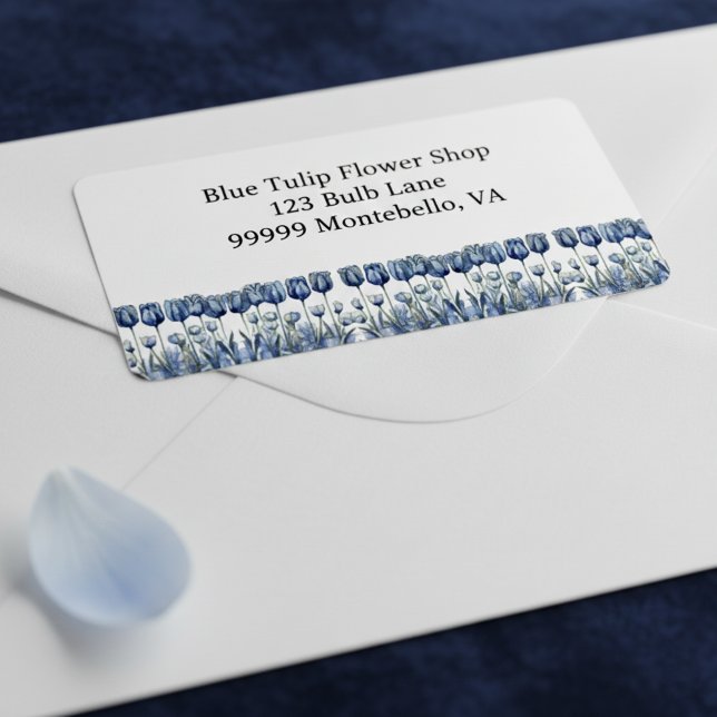 Etiqueta Tulipanes en el personalizable azul Delft (Subido por el creador)