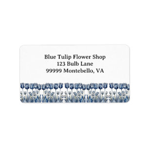 Etiqueta Tulipanes en el personalizable azul Delft