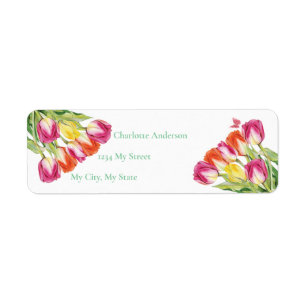 Etiqueta Tulipanes y Mariposa Bridal Shower Blanco