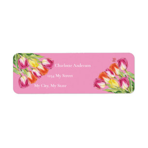 Etiqueta Tulipanes y mariposa, ducha de novia rosa