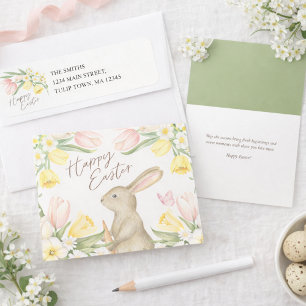 Etiqueta Tulipanes y Narcisos Feliz Pascua Dirección de Ret