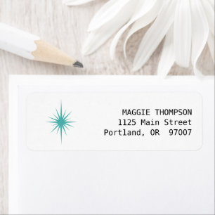 Etiqueta Turquoise Atomic Starburst Retro Mid Century