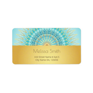 Etiqueta Turquoise Gold Boho Mandala