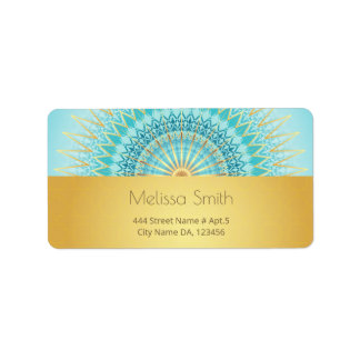 Etiqueta Turquoise Gold Boho Mandala