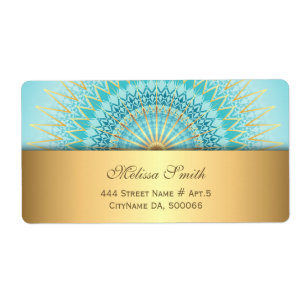 Etiqueta Turquoise Gold Boho Mandala Label