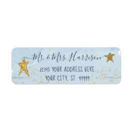 Etiqueta Twinkle Little Star Blue Gold Return Address