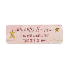 Etiqueta Twinkle Little Star Rubor Pink Gold Return Address
