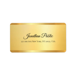 Etiqueta Typografía Script Nombre Profesional Elegante Oro