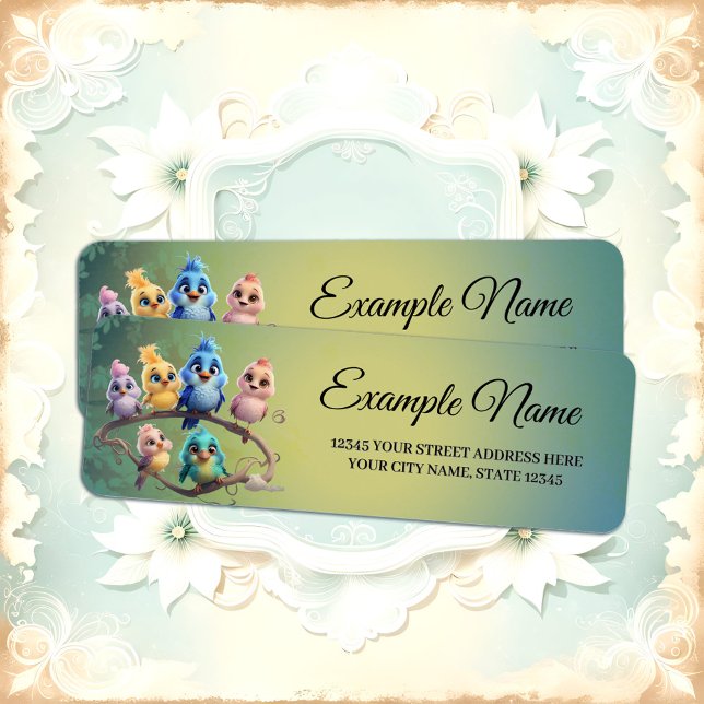 Etiqueta Un bonito desfile de pájaros personalizados en col (Subido por el creador)