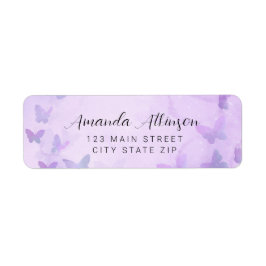 Etiqueta Un pequeño Baby Shower morado de mariposa