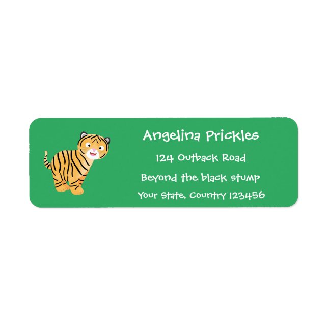 Etiqueta Un personalizado feliz del cachorro de tigre (Frente)