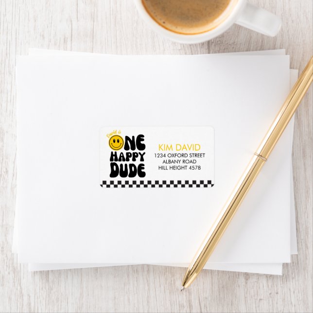 Etiqueta Un tipo feliz Face Boy 1er cumpleaños (In situ)