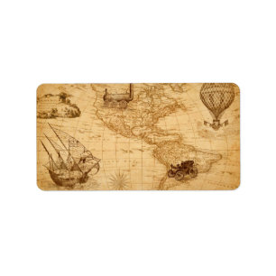 Etiqueta Un viejo mapa de Estados Unidos