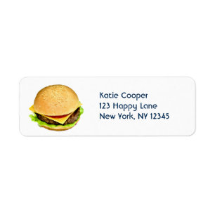 Etiqueta Una gran foto jugosa de Cheeseburger