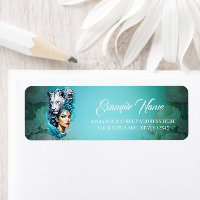 Etiqueta Una mujer cautivadora con una majestuosa cabeza de (In situ)