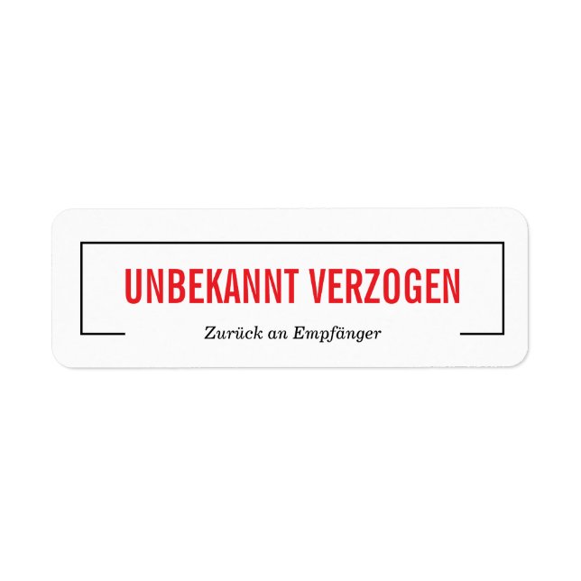 Etiqueta Unbekannt verzogen  (Frente)